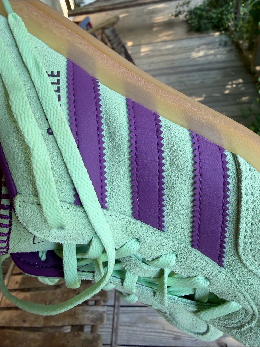 adidas Gazelle Women’s Mint Green & Purple Suede Sneakers - Picture 11 of 11